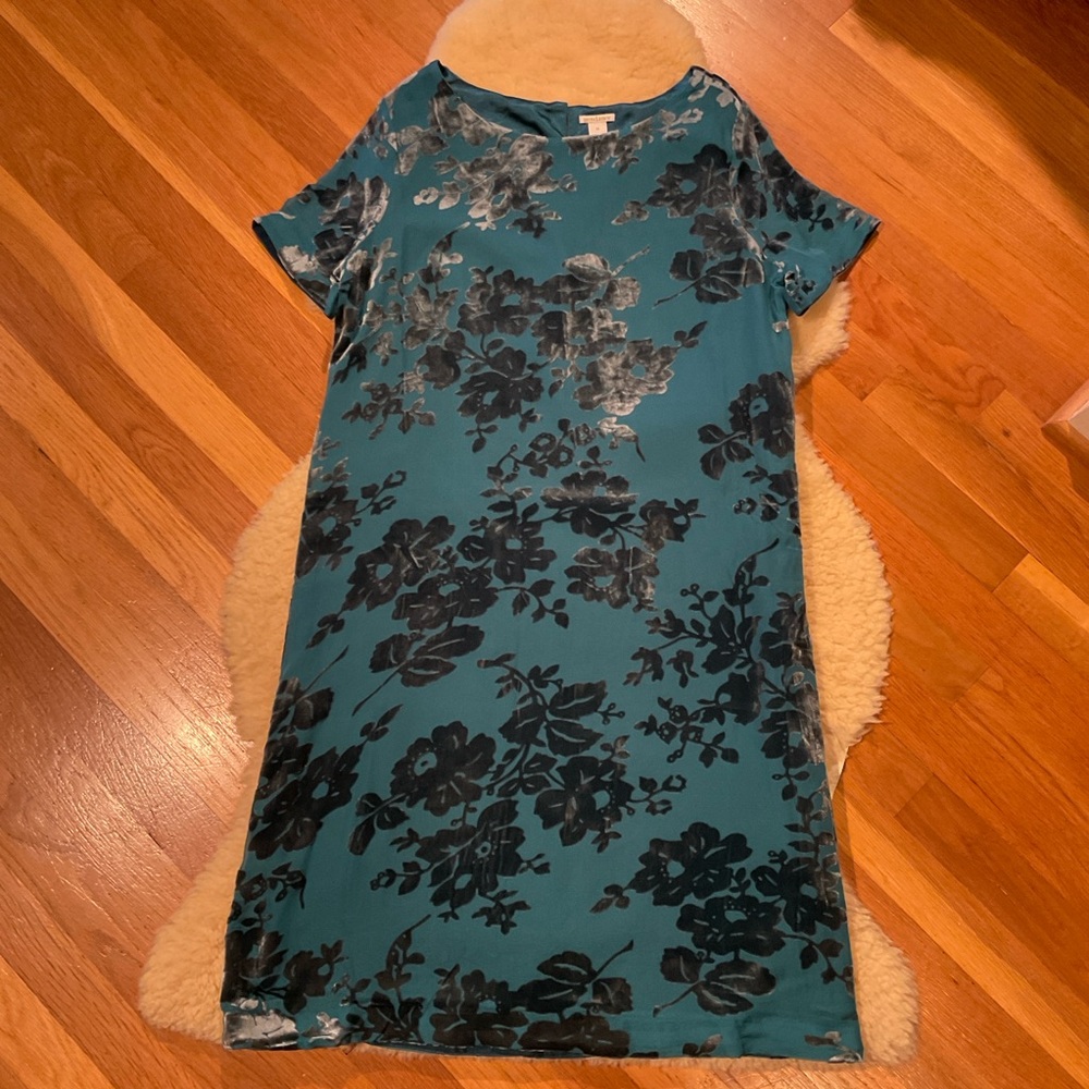 Sundance Ella blue floral burnout velvet sheath dress